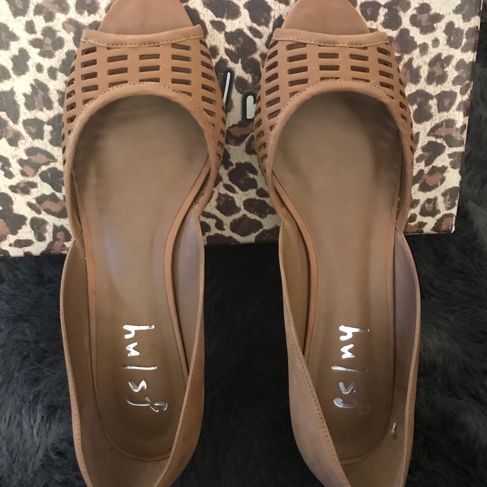 French Sole Tan Nubuck Wedges
